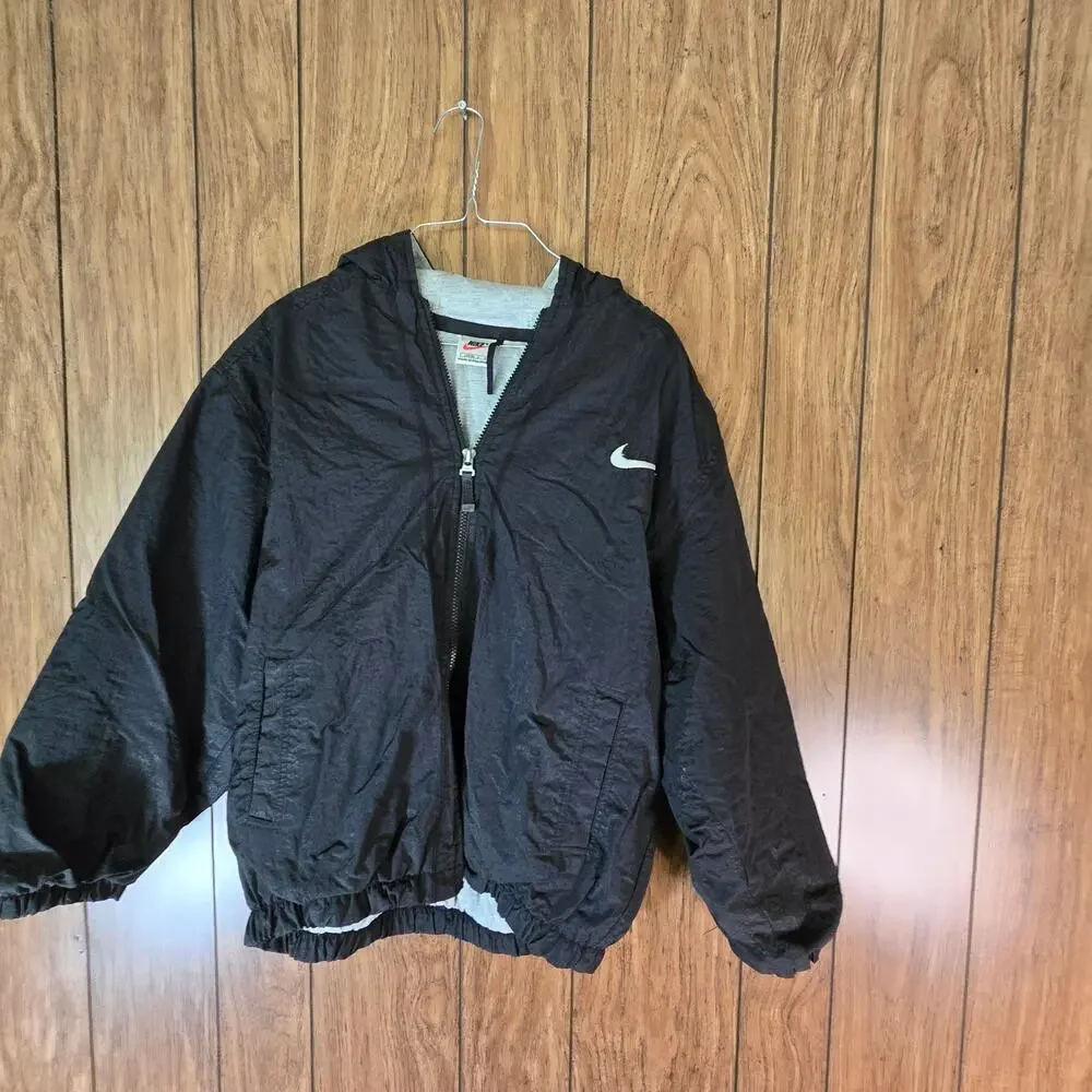 Vintage Nike Big Swoosh Hooded Jacket Size L 14/16